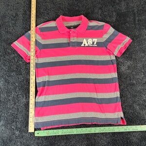 Aeropostale Vibrant Pink and Charcoal Polo